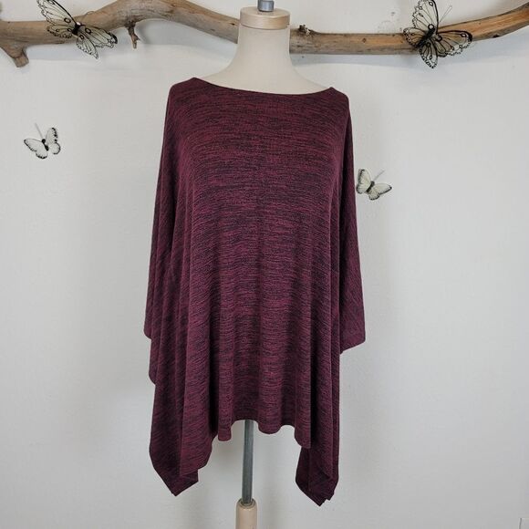 Soma mlange marsala black poncho top - Picture 2 of 8